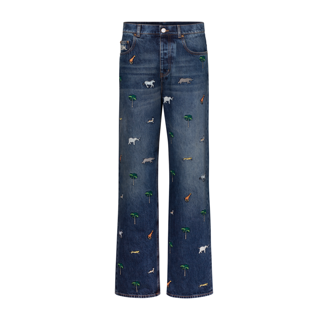 LV x The Darjeeling Limited Embroidered Denim Skate Pants - New